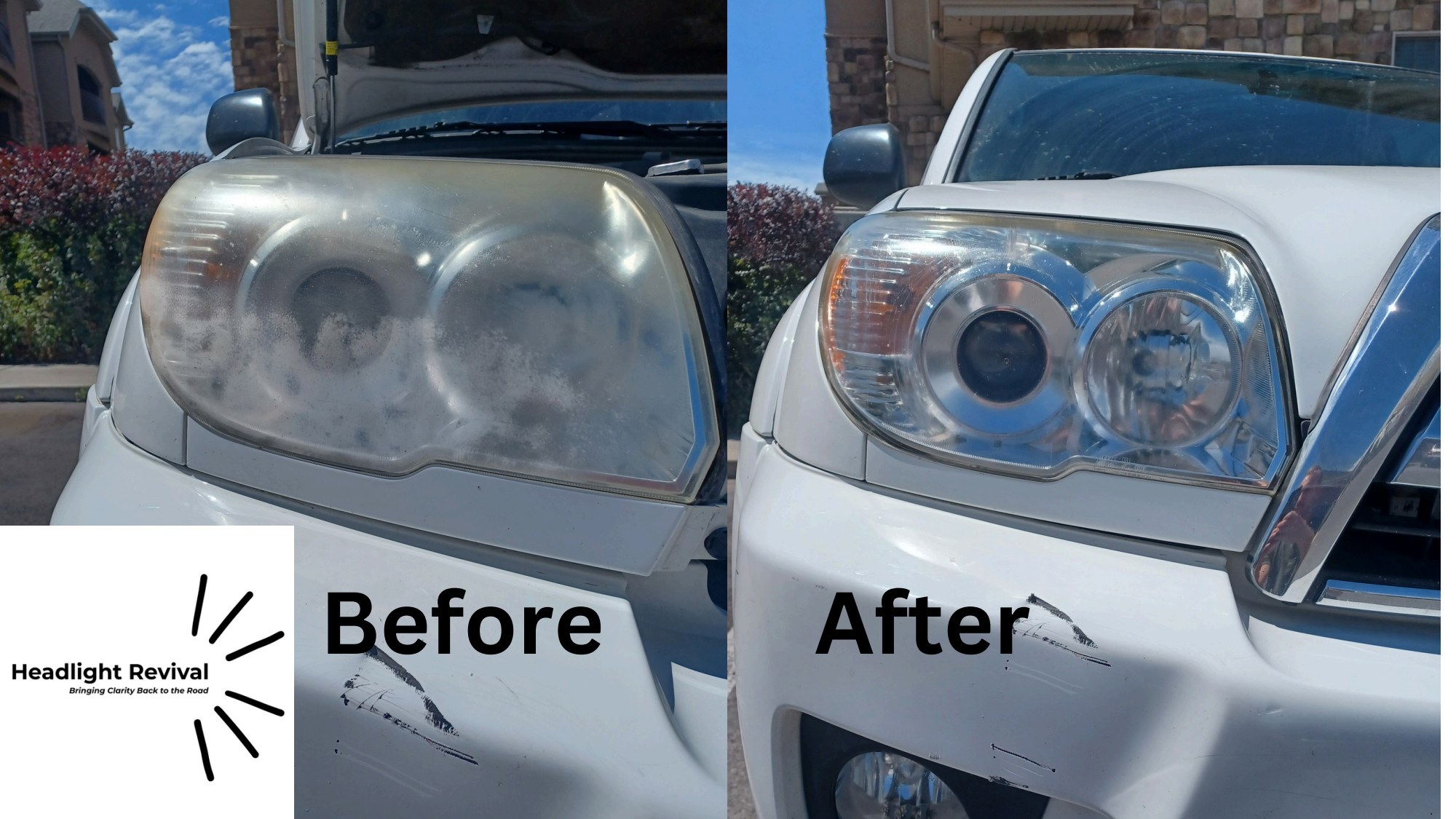 Headlight restoration, before and after
