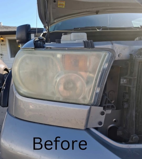 Before: Silver truck headlight